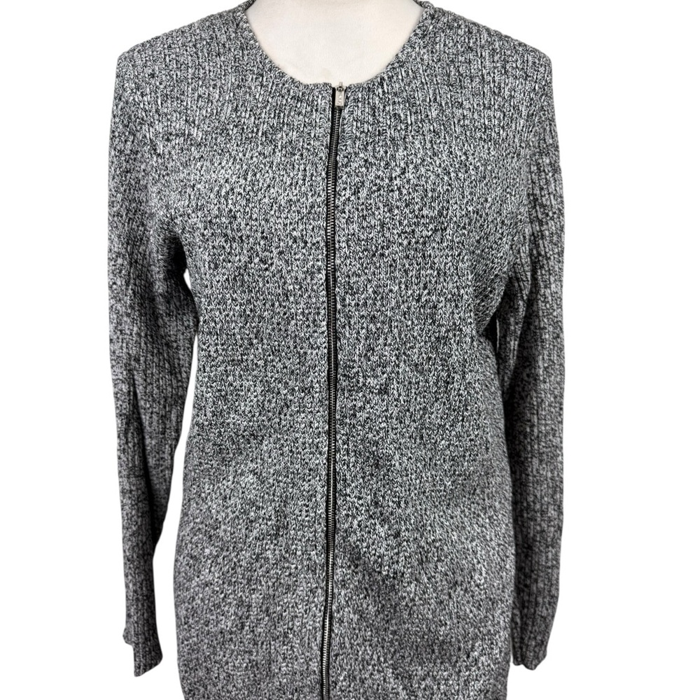 Calvin Klein gray textured zip front long sleeve sweater size large - Picture 2 of 11